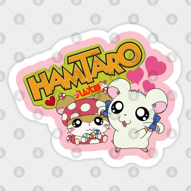 Hamtaro Bijou Ribbon chan with Snoozer Neteru kun Sticker by Celestial Crafts